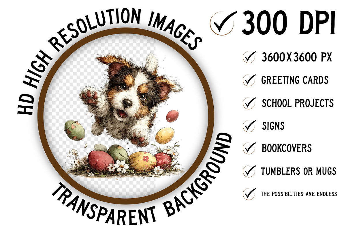Whimsical Easter Dogs Clipart Png, an Illustration by Craft Nest (Photo 2 of 11)
