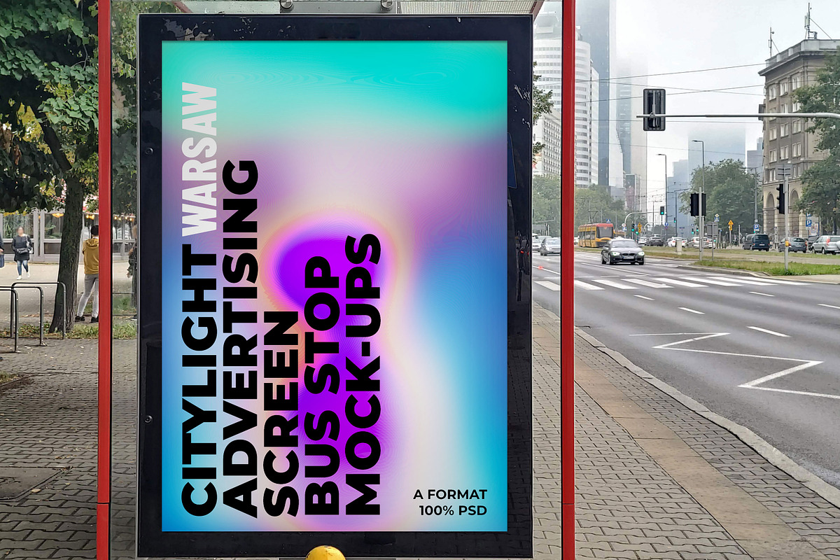 Warsaw Citylight Ad Bus Stop 11 v2, an Advertising Mockup by Graphic Shelter (Photo 7 of 7)