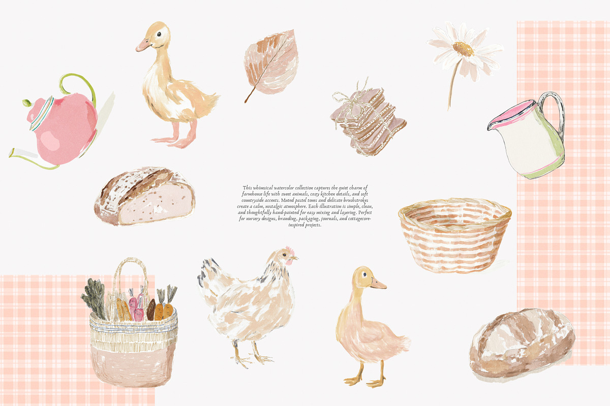 farmhouse watercolor clipart bundle, a Decorative Illustration by Patishop Art (Photo 3 of 8)