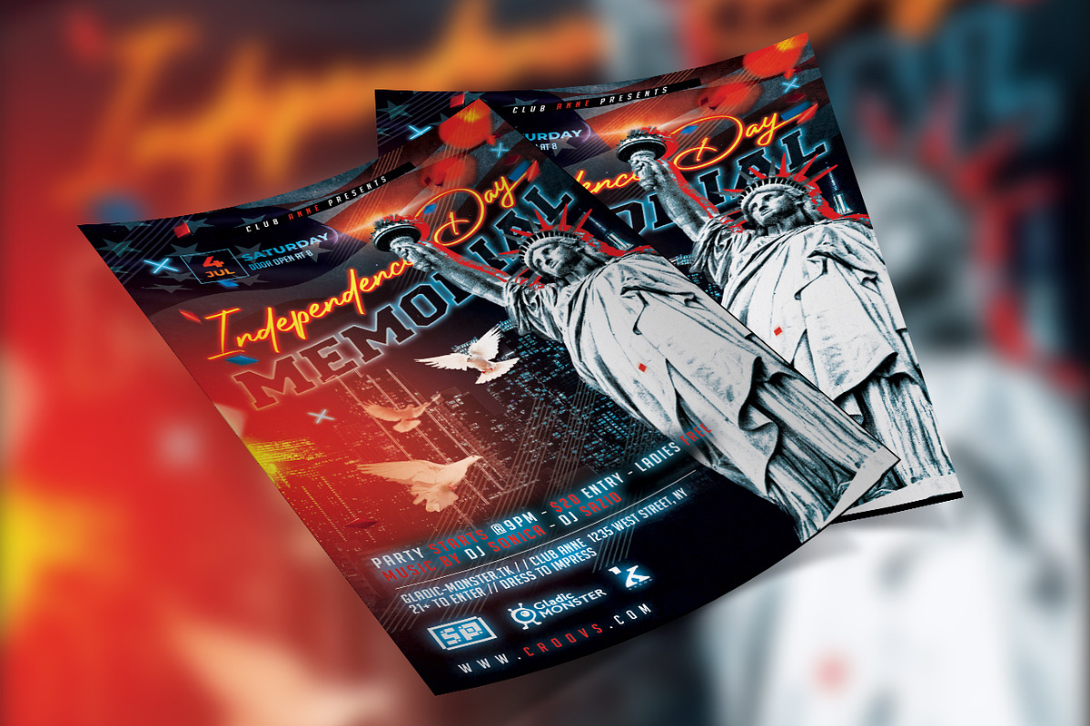 Independence Day Memorial Flyer, a Flyer Template by GladicMonster (Photo 3 of 3)