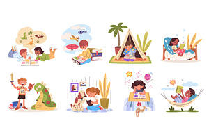 Children read books. Kids readers, a Sport Illustration by Stock-Smart-Start
