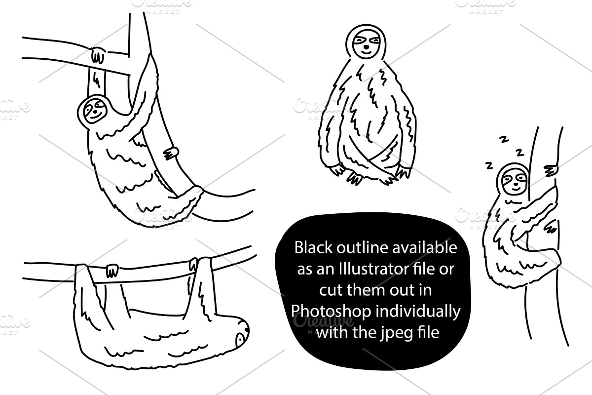 Cute Doodle Sloths, an Animal Illustration by Liz Pengilley Studio (Photo 2 of 4)