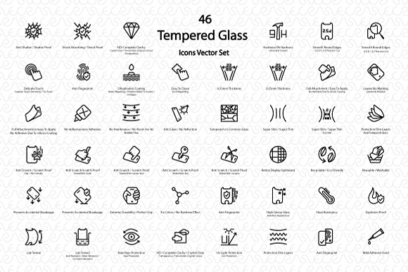 Mobile Tempered Glass Vector Iconset