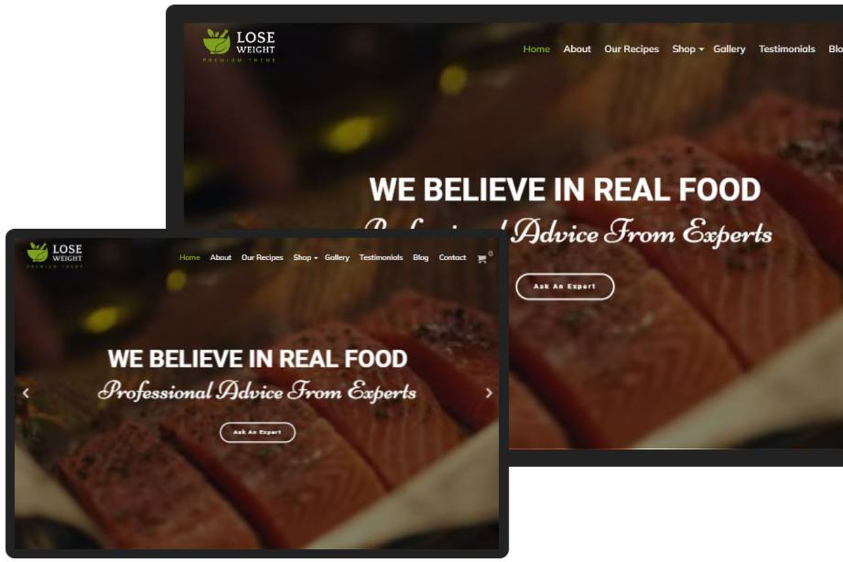 Lose Weight: Fitness Nutrition WordPress Theme preview 2