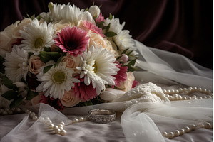 Wedding dress rings bouquet, a Nature Photo by Ylivdesign
