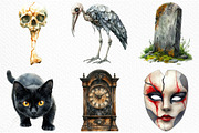 Watercolor Creepy Halloween Clipart, an Illustration by Craft Nest (Thumbnail 4 of 6)