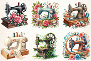 Floral Cute Sewing Machine Clipart, an Illustration by Libby Wishes (Thumbnail 2 of 5)