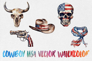 Cowboy USA Vector Watercolor