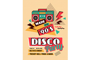 Retro poster. 90s disco party, an Illustration by Onyx