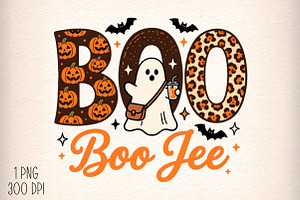 Vintage Patchwork Boo Jee Png, an Illustration by Daily.Designs