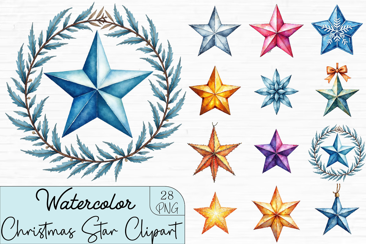 Christmas Crystal Star Clipart, an Illustration by CrexoraLab (Photo 1 of 4)