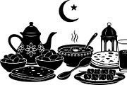 50 Ramadan Iftar Silhouette Bundle, an Illustration by Gfx_Store (Thumbnail 35 of 49)