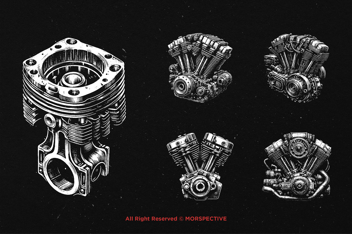 10 Bundle Dark Art Engine Skull, an Illustration by Morspective (Photo 3 of 7)