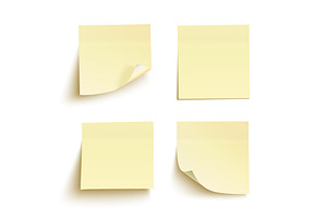Four yellow sticky notes., an Object Graphic by Aleksandrs
