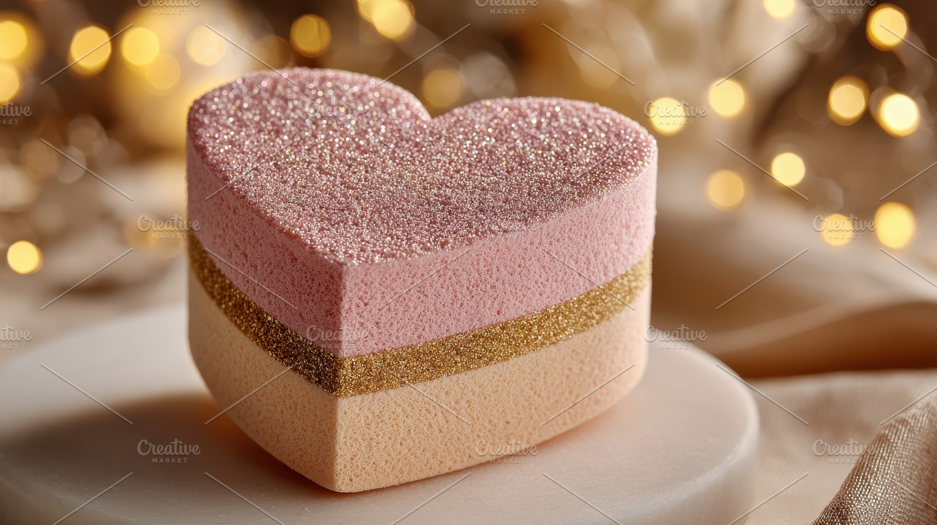 Pink and gold glitter heart shaped c, a Photo by Pixeness Studio