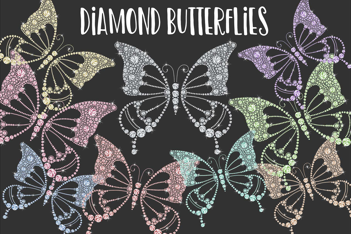 Diamond Butterflies, a Templates & Theme by ClipartCandy