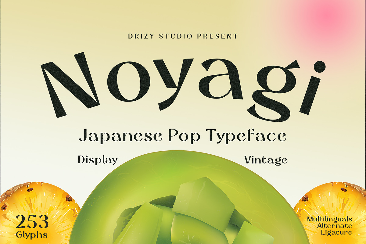 Noyagi - Vintage Japanese Pop Font, a Sans Serif Font by Drizy (Photo 1 of 10)