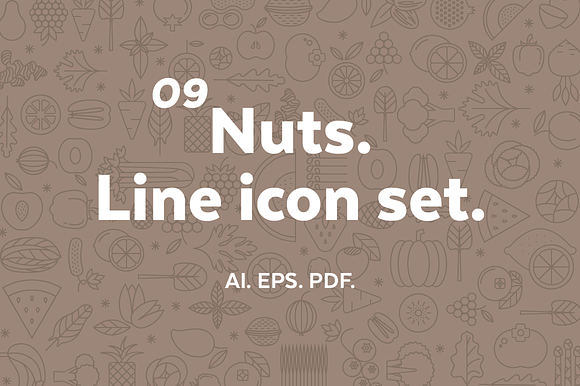 Nuts. Line Icon Set.