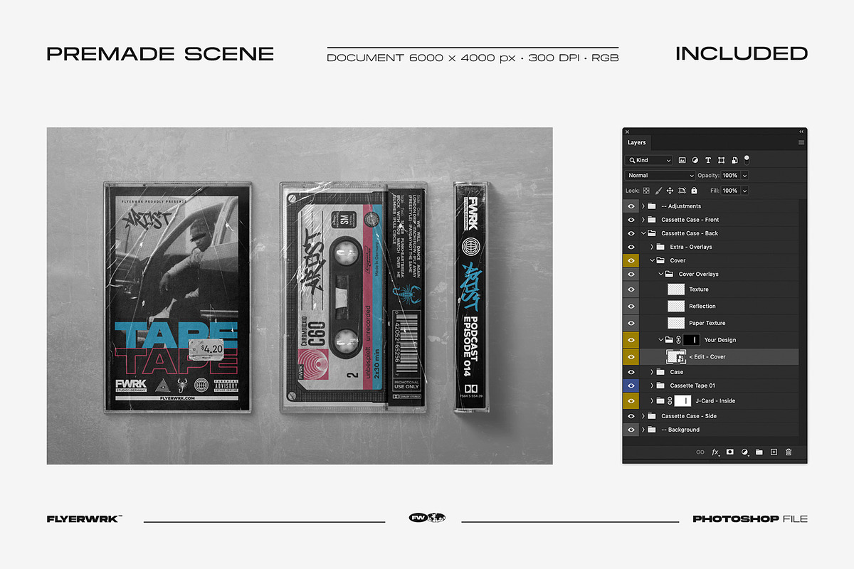 Cassette Mockup Bundle, a Product Mockup by FLYERWRK (Photo 16 of 16)