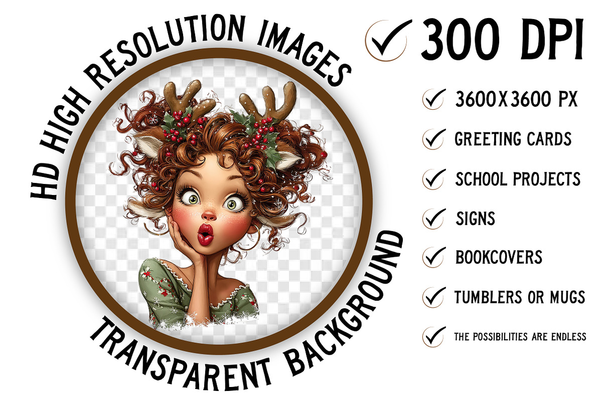 Whimsical Christmas Girl Clipart, an Illustration by Craft Nest (Photo 2 of 9)