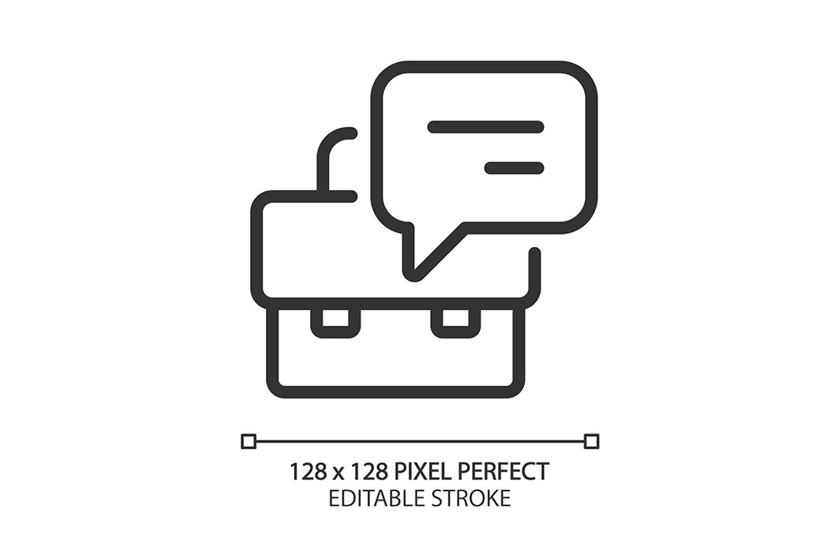 Briefcase with speech bubble, an Outline Icon by IMG Visuals