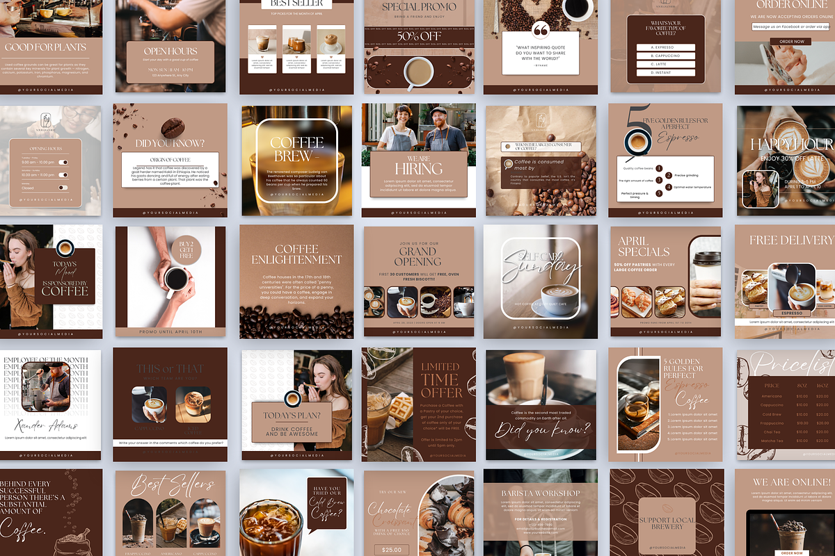 COFFEE INSTAGRAM POST TEMPLATES, a Social Media Template by Daring Digies (Photo 3 of 9)