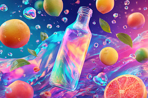 Vibrant fruit and bottle composition, a Food & Drink Photo by AlyaAnd