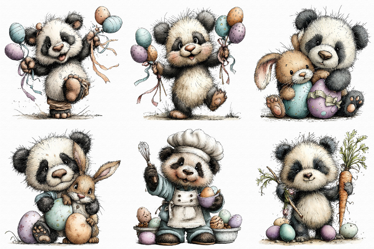 Whimsical Easter Panda Clipart, an Illustration by Libby Wishes (Photo 7 of 8)