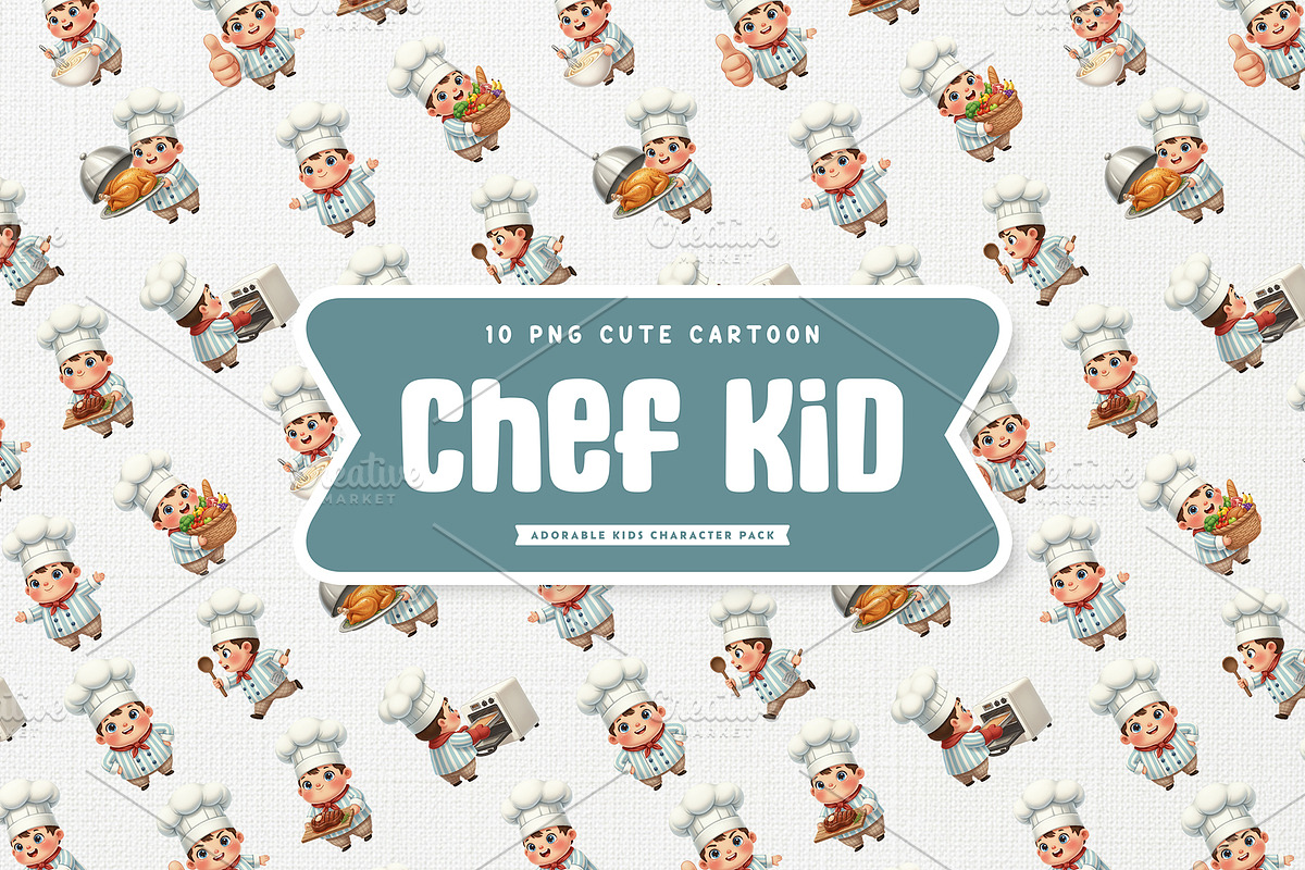 Joyful Chef Kid Adorable Cartoon, a Food Illustration by Gohsantosa (Photo 2 of 4)