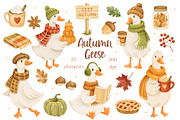 Watercolor Autumn Geese Clipart, an Animal Illustration by ArtGiftsStudio (Thumbnail 1 of 5)