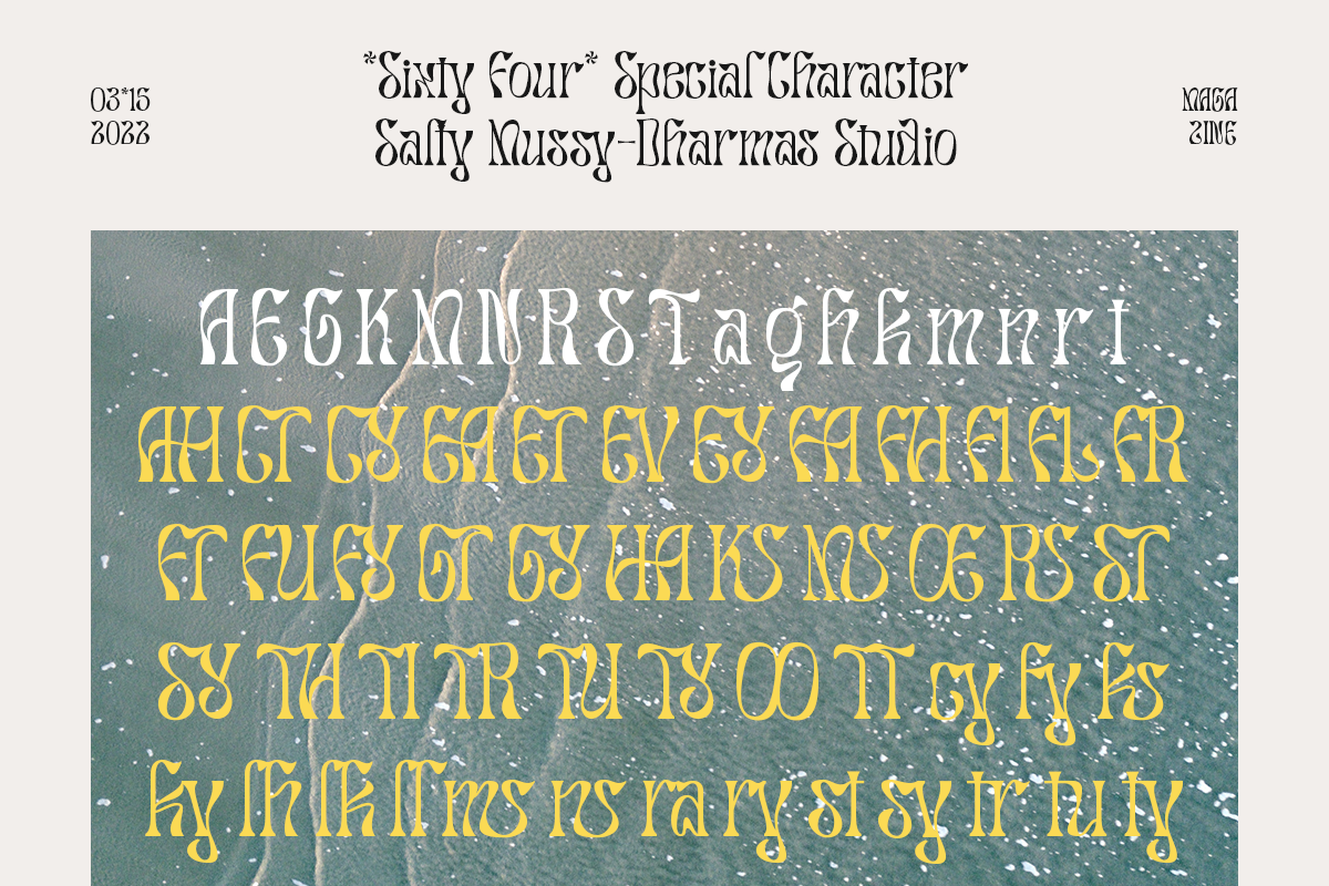 Salty Mussy - Quirky Twisted Display, a Sans Serif Font by Dharmas Foundry (Photo 14 of 15)