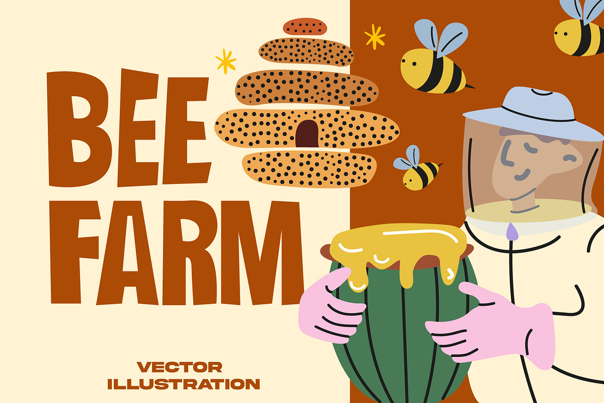 Bee Farm. Beekeeping and honey, a Food Illustration by Luamor (Photo 1 of 10)