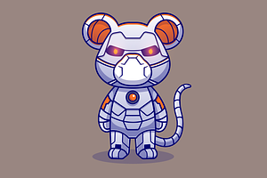 Cute Mouse Robot Cyborg Cartoon, an Animal Illustration by Catalyst Labs