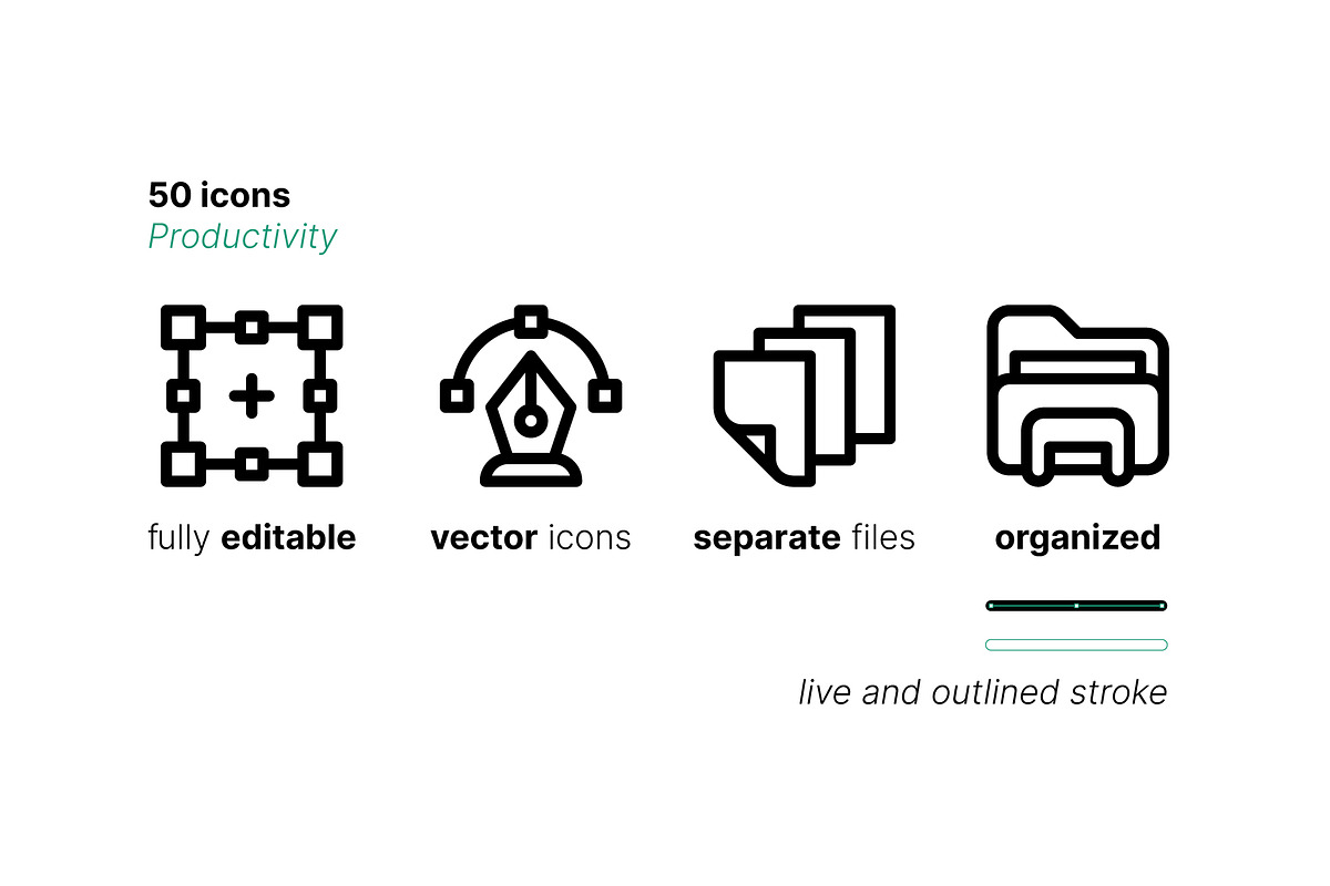 50 Productivity Micro Icons, an Outline Icon by Side Project (Photo 3 of 5)