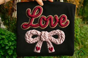 Crochet Pink Love Bow Valentine PNG, an Illustration by Craft Nest