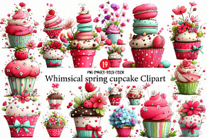 Whimsical spring cupcake Clipart, an Illustration by Designworld