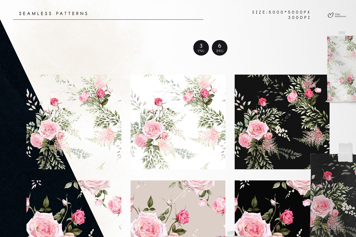 Flowers & Greenery, floral cliparts, a Texture Illustration by ollalya (Photo 8 of 16)