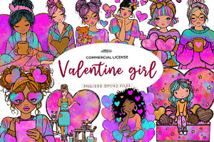 valentine girl clipart, an Illustration by CreationArt