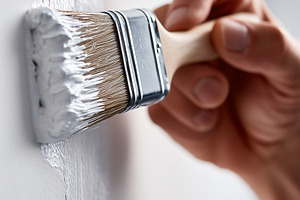 Close up of a hand using paintbrush, an Architecture Photo by MistyDay