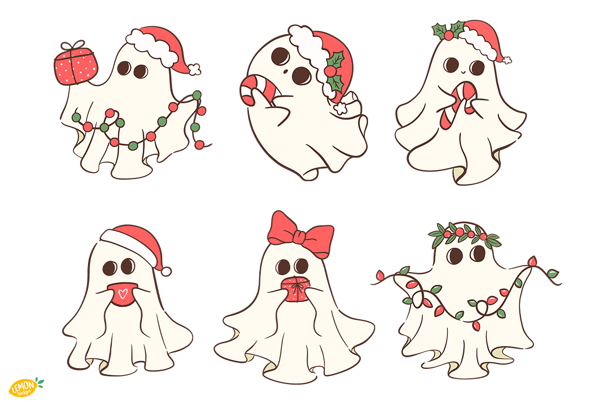 Christmas Ghost PNG Clipart Bundle, a Seasonal Illustration by LemonDesign (Photo 2 of 3)