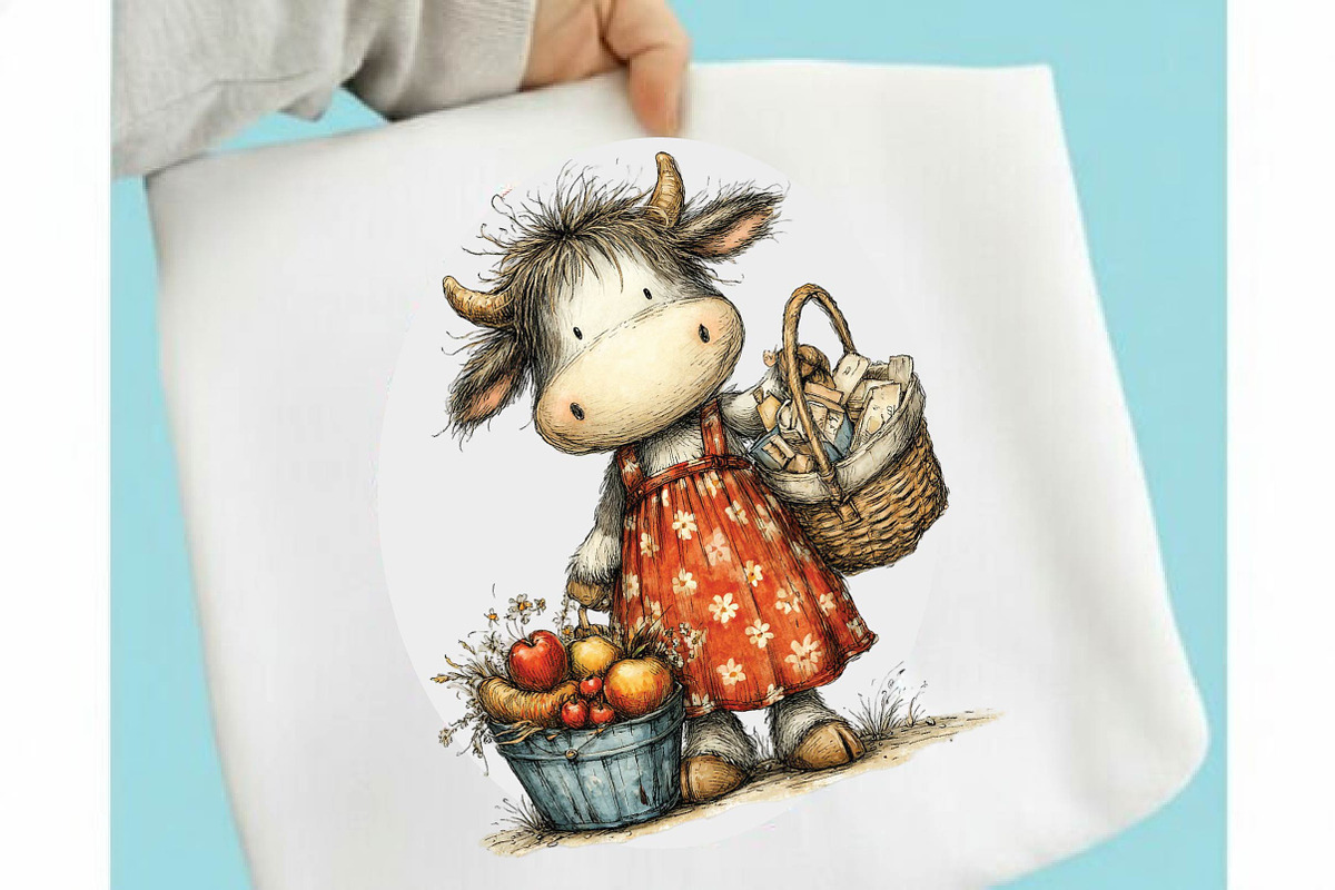 Watercolor Summer Cow Clipart,, an Illustration by SVGArt (Photo 9 of 9)