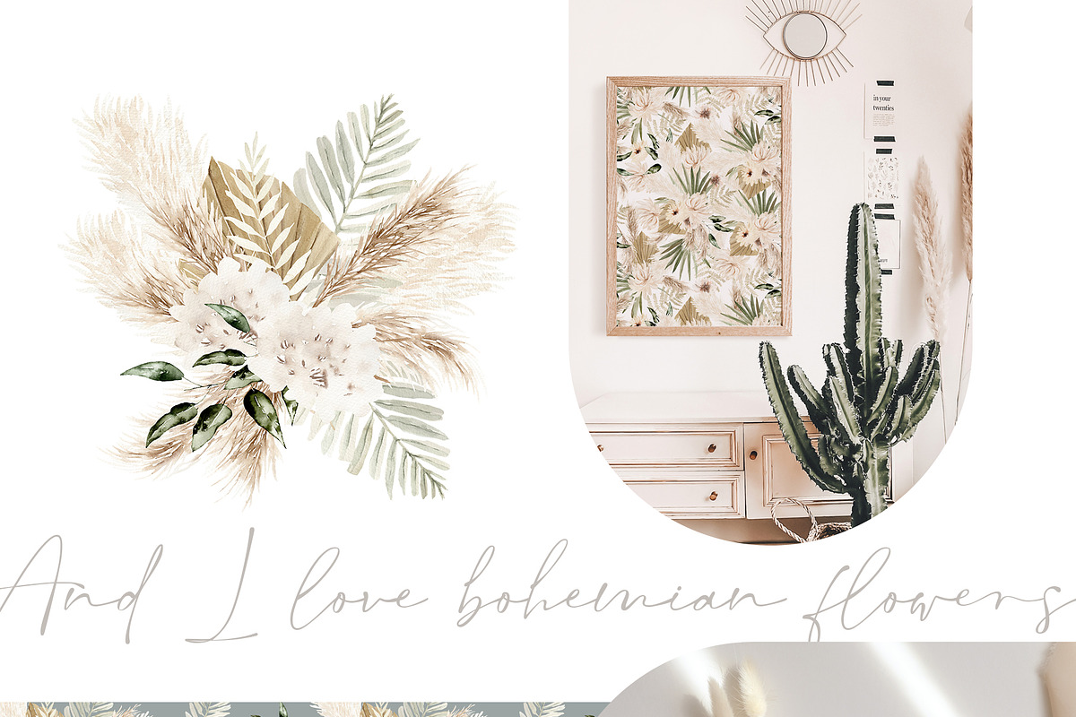 Watercolor flower - Boho leaves Set, an Illustration by Beigetime (Photo 9 of 9)