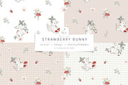 Cute Strawberry and Bunny Pattern, a Pattern Graphic by bhldesigns (Thumbnail 1 of 4)