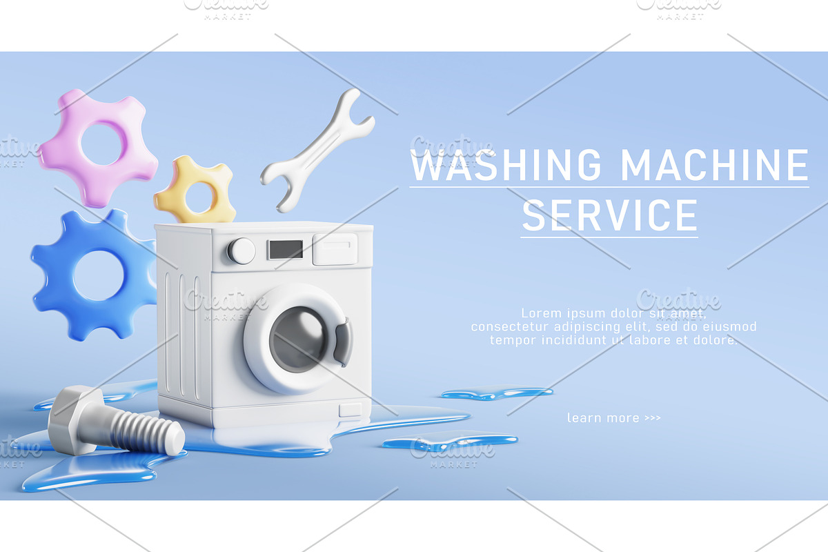 Washing machine repair service ad, a Technology Illustration by Marozhkastudio