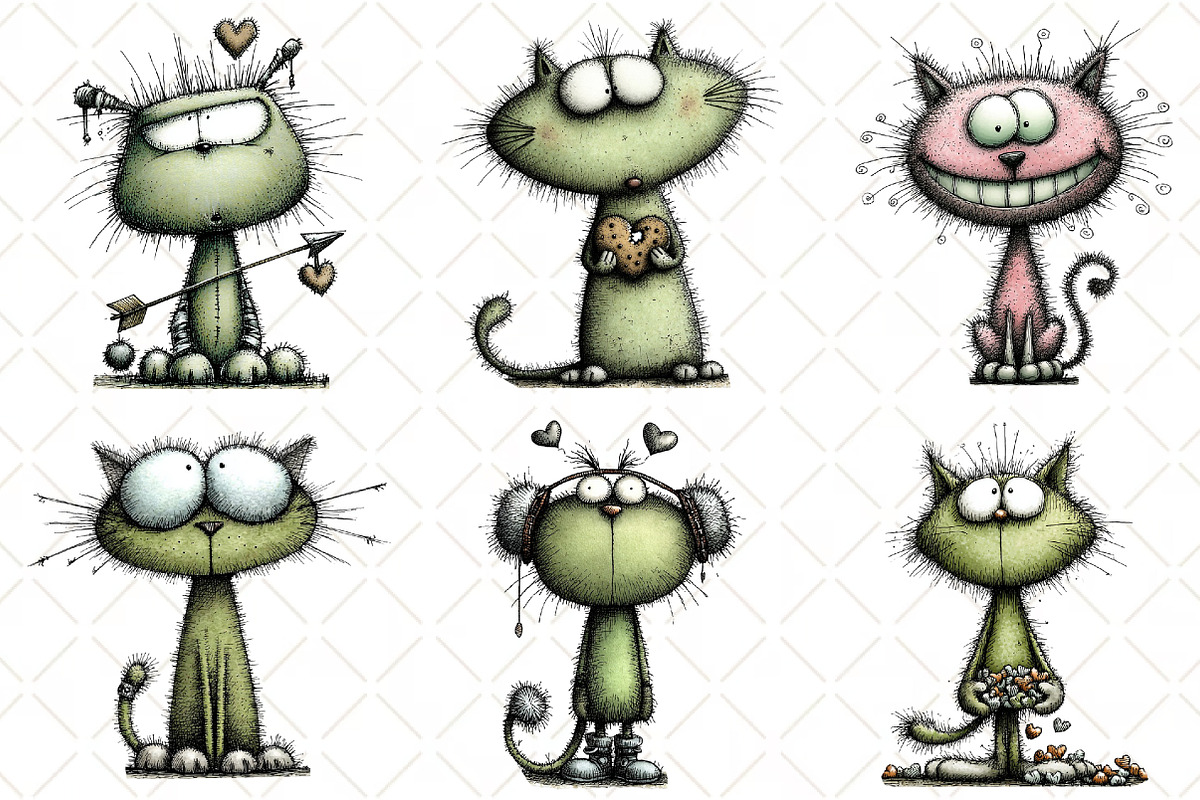 Quirky Valentine Cat Clipart, an Illustration by Black Bird Studio (Photo 6 of 6)