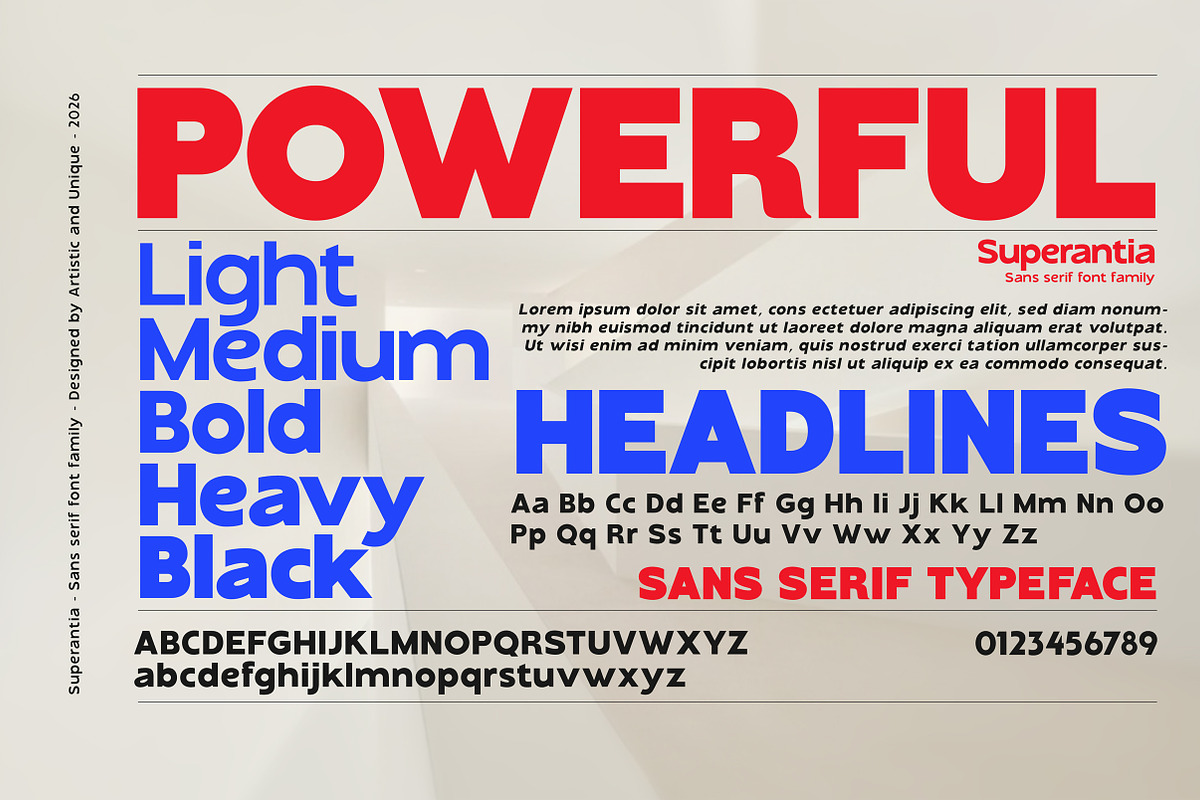 Superantia - Sans serif font family, a Sans Serif Font by Artistic & Unique (Photo 7 of 15)