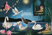 Enchanted Swan Lake, an Animal Illustration by Anna Babich (Thumbnail 5 of 8)