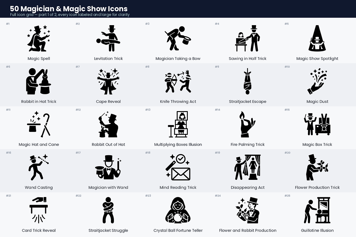 50 Magician & Magic Show Icons, a Duotone Icon by Symbolic Language (Photo 2 of 4)