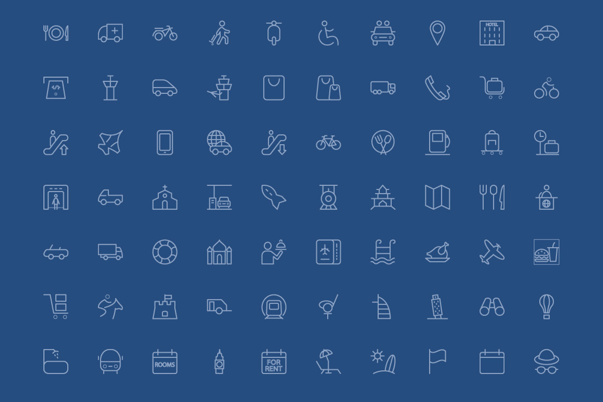 150 Travel Line Icons preview 3