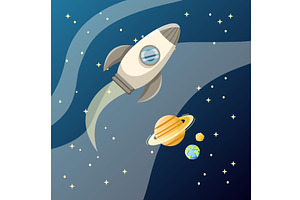 Space Ship Illustration. Rocket